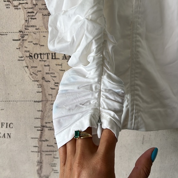 RARE HOUSE OF CB 'Liberte' White Mutton Sleeve Button Dress NWOT - Picture 11 of 13